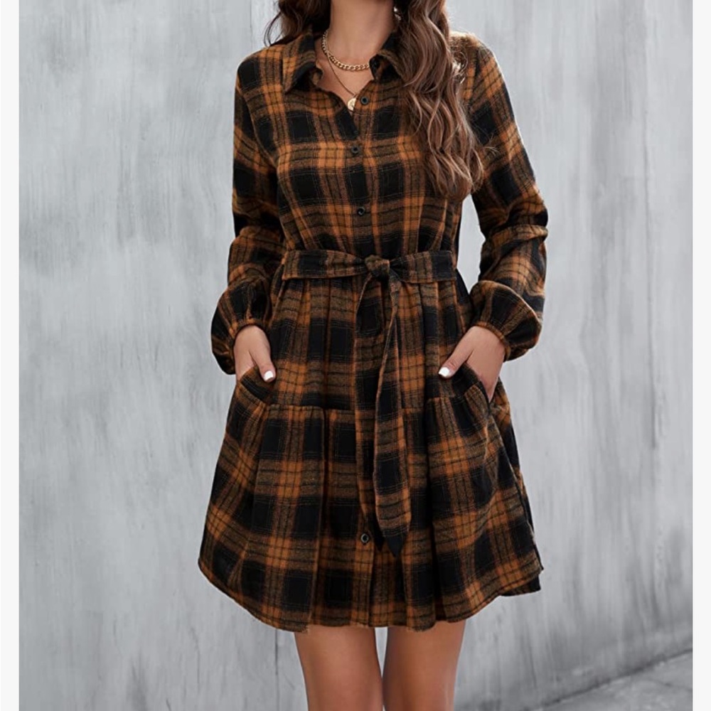 Blooming Jelly Plaid shirt dress size large.